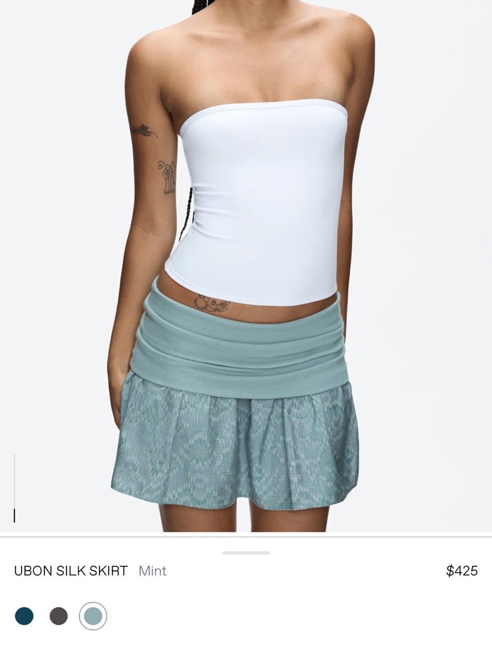 Ubon Silk Mini Skirt in Mint